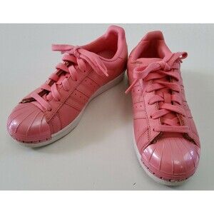 Adidas Superstar Women's Bright Pink Leather Metal Toe Sneakers Size 6